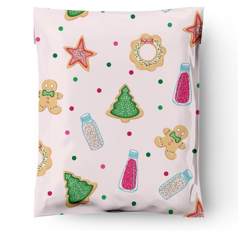 20 Festive Cookie Pattern Poly Mailers Christmas Holiday pack of 20